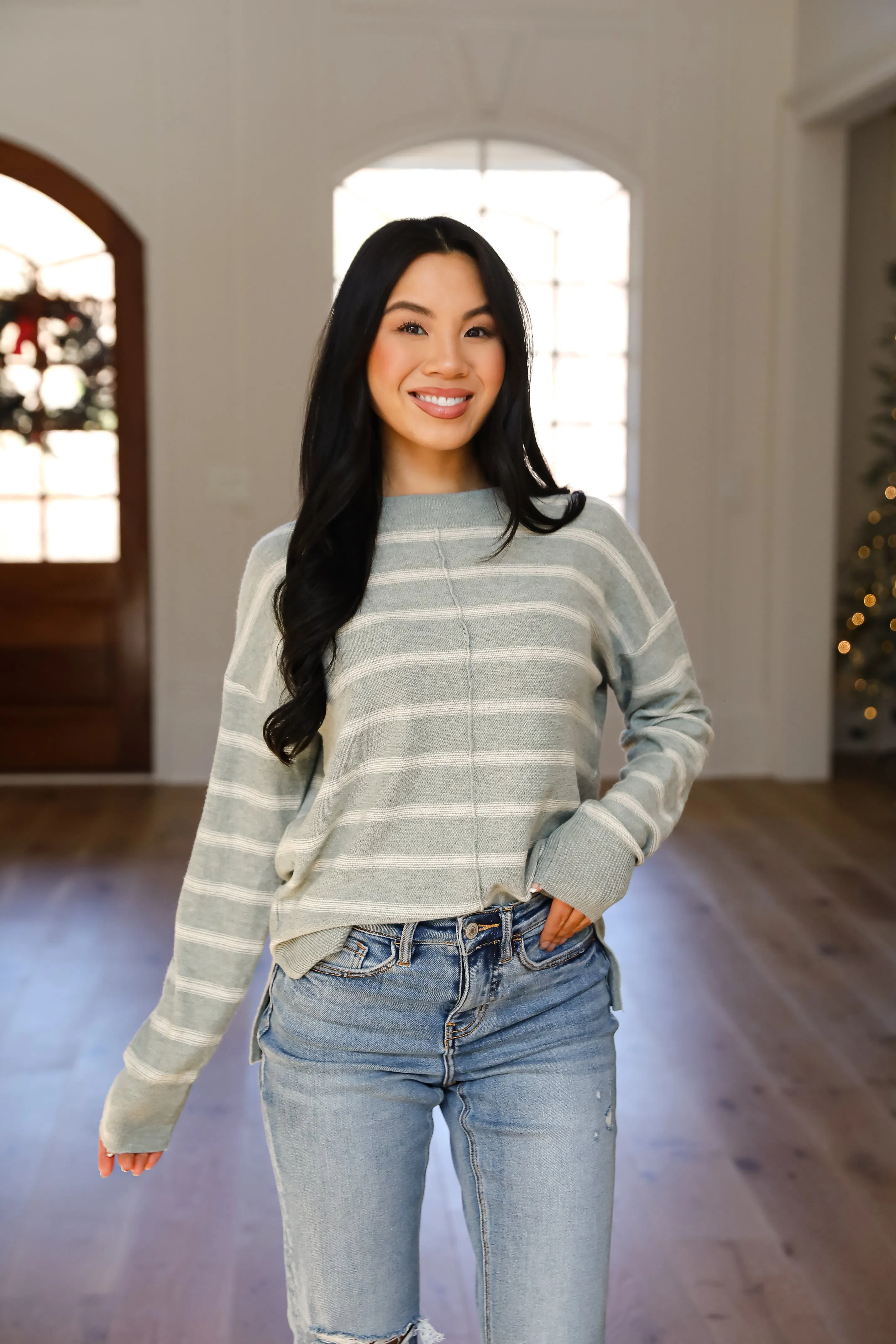 Adorable Simplicity Striped Lightweight Knit Sweater - DOORBUSTER