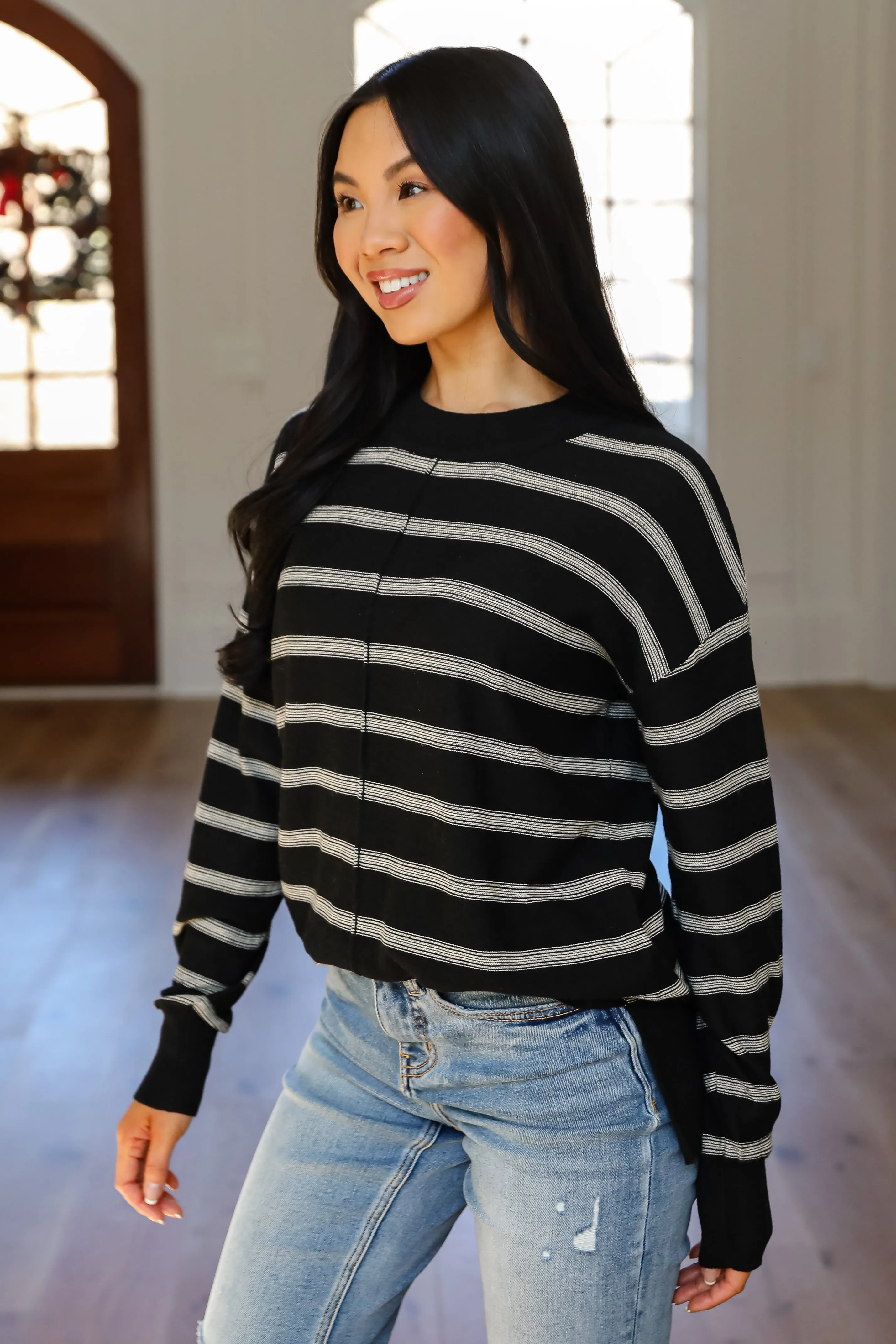 Adorable Simplicity Striped Lightweight Knit Sweater - DOORBUSTER