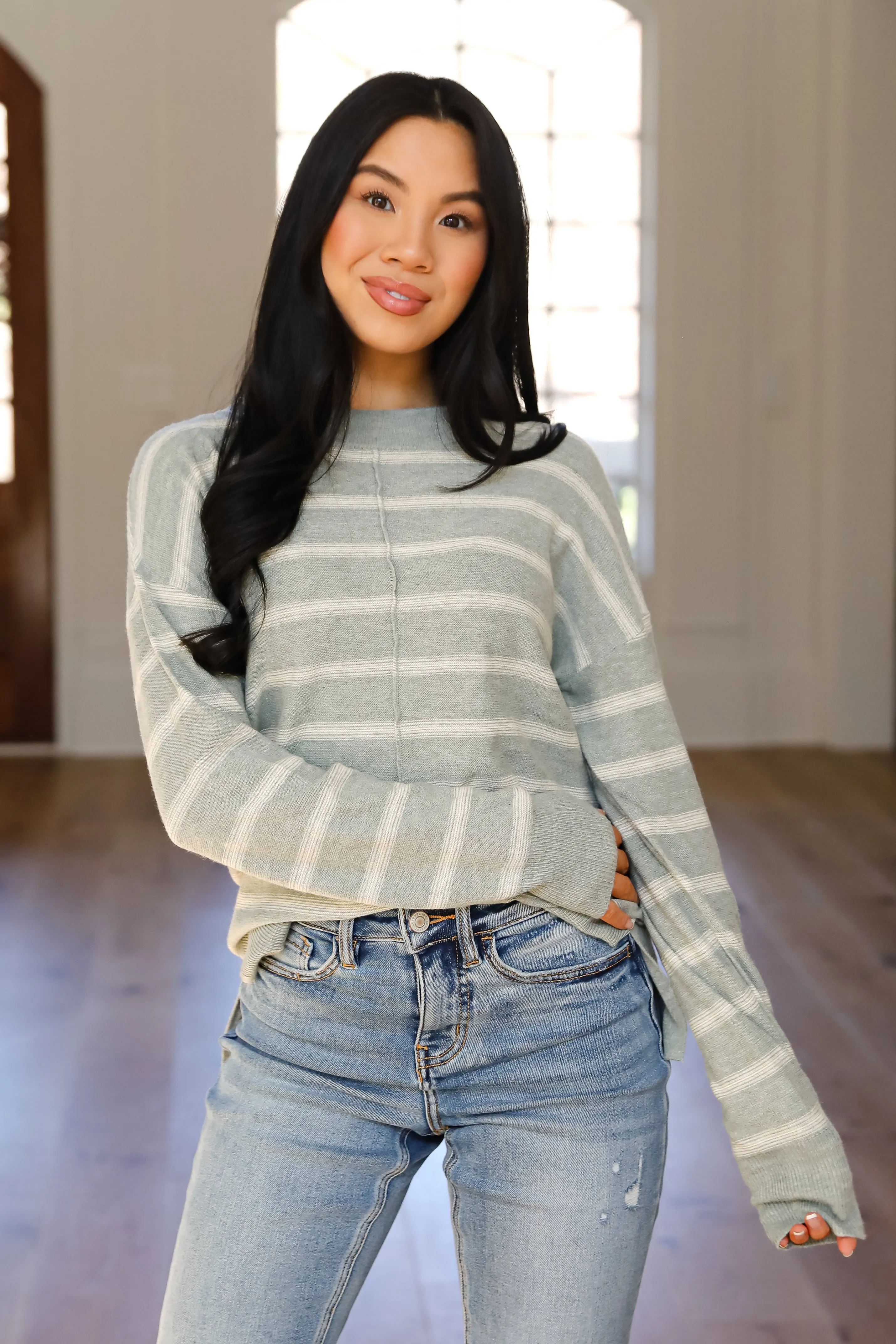 Adorable Simplicity Striped Lightweight Knit Sweater - DOORBUSTER