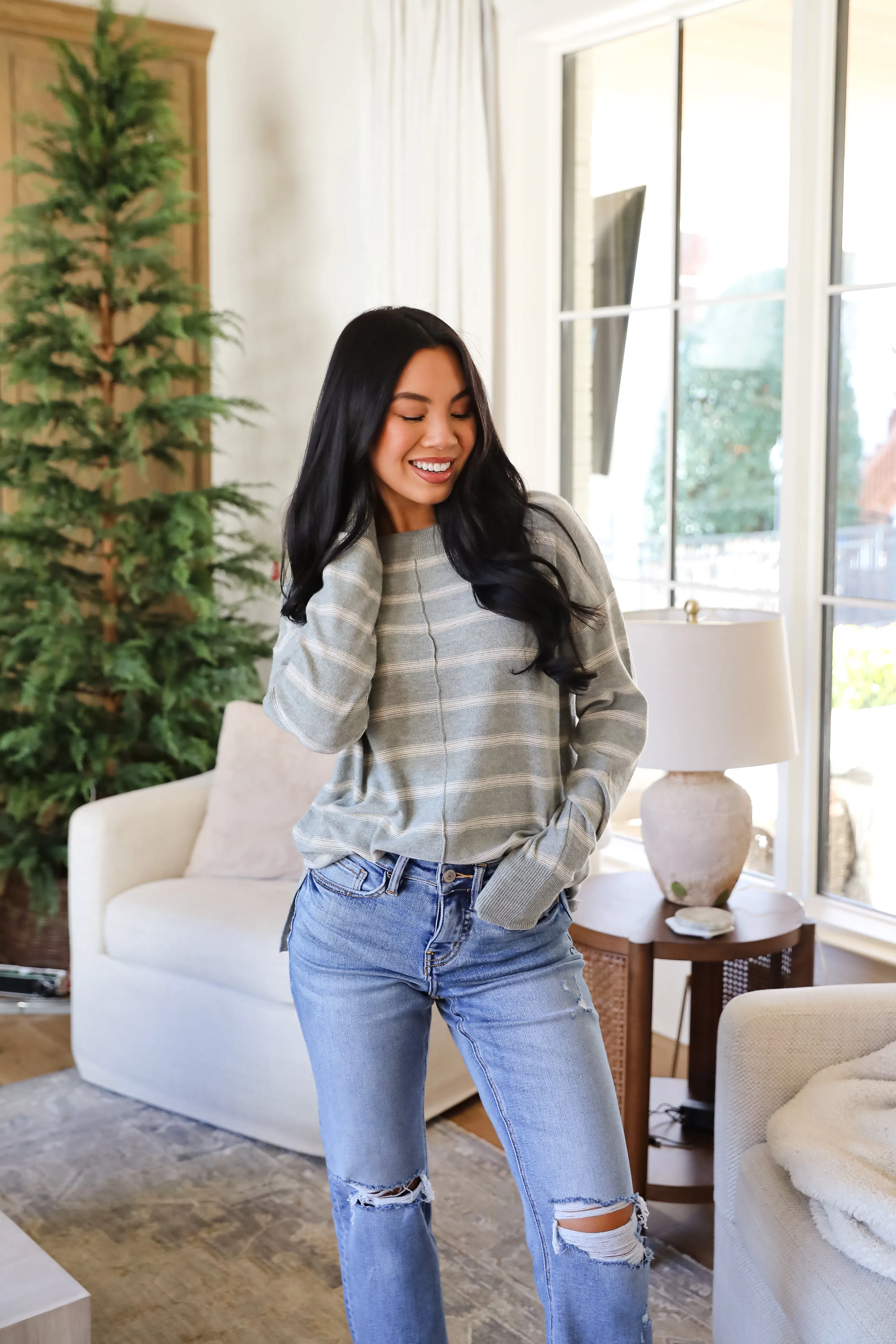 Adorable Simplicity Striped Lightweight Knit Sweater - DOORBUSTER