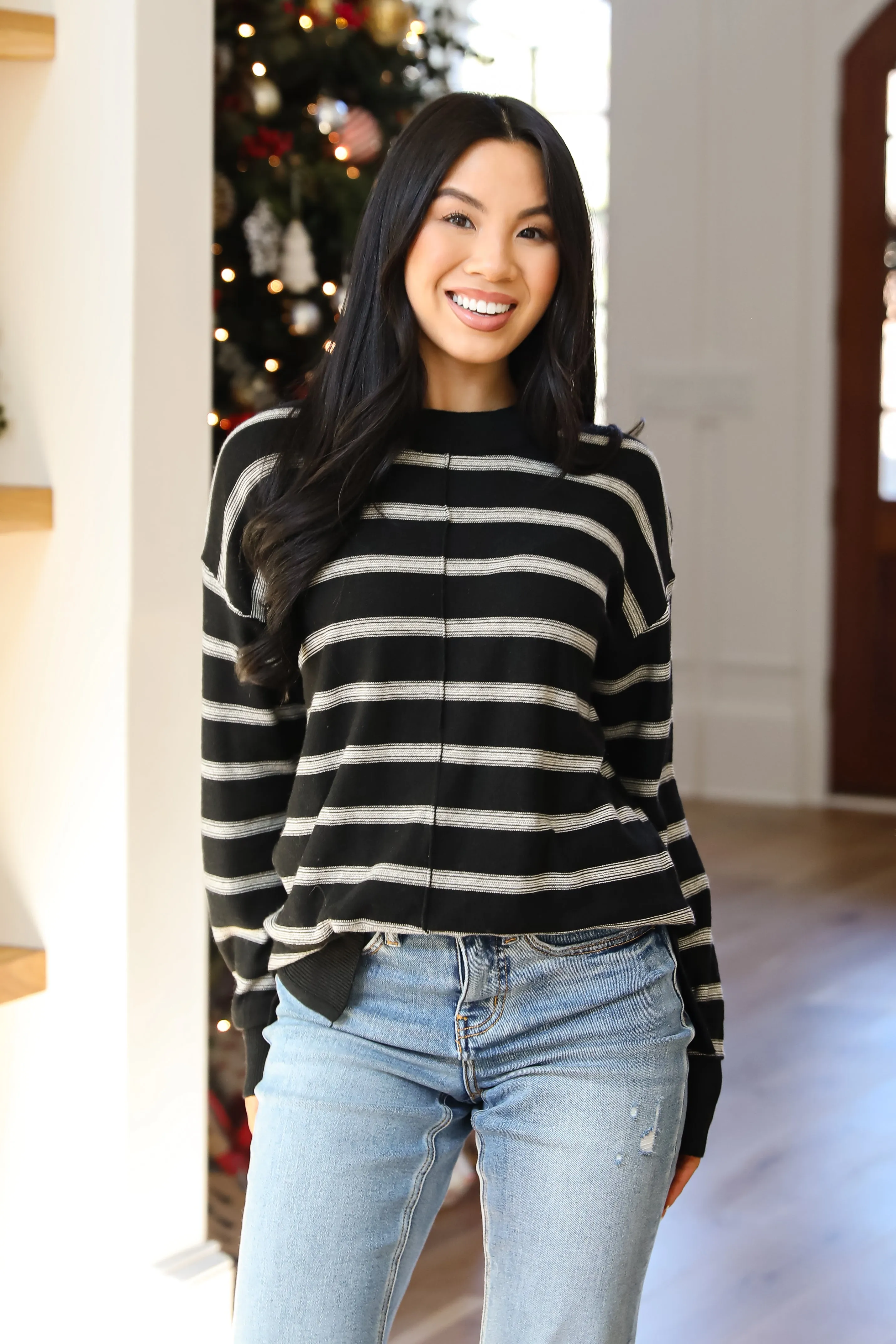 Adorable Simplicity Striped Lightweight Knit Sweater - DOORBUSTER