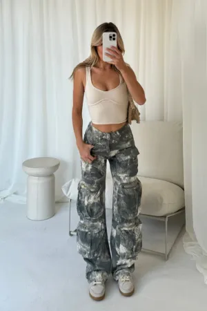 Alana grey camo cargo trousers