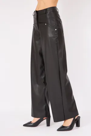 Black Leather Design Trousers