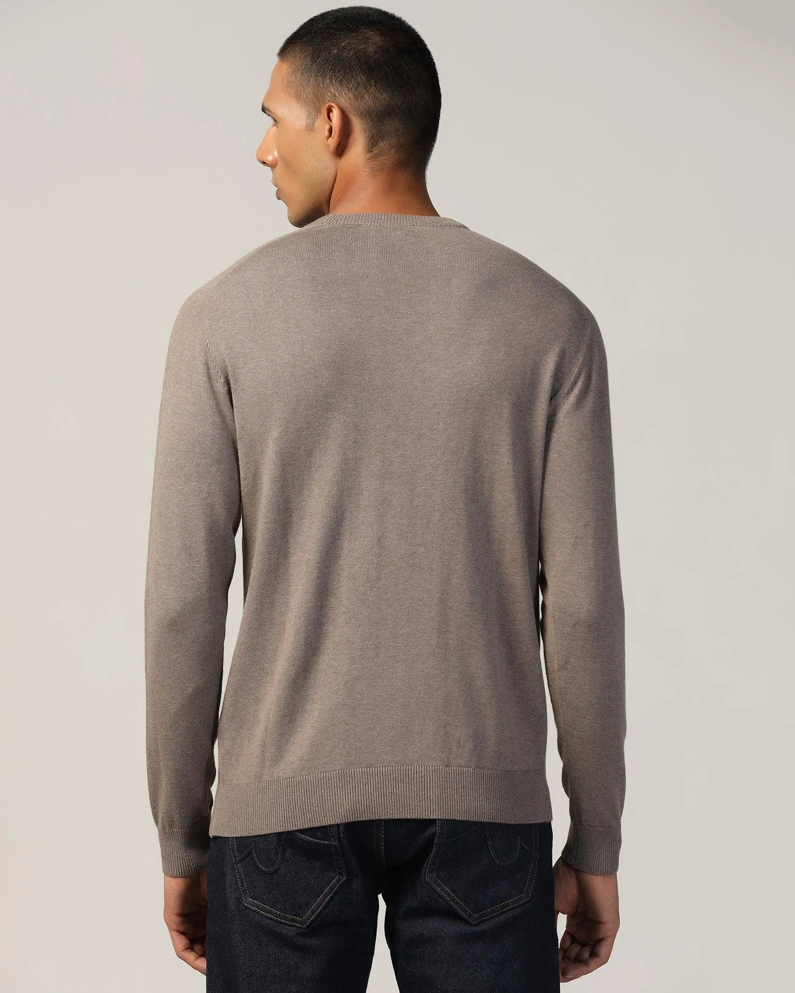 Crew Neck Stone Structure Sweater - Raven