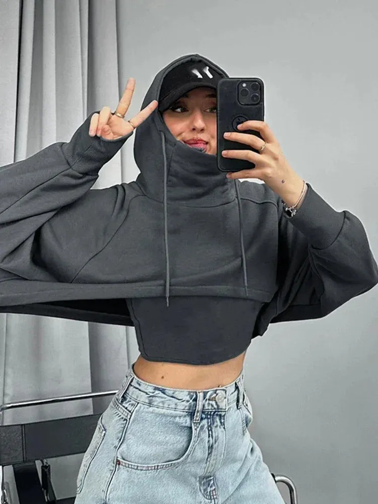 Cropped Hoodies Pullovers 2 Piece Set Long Sleeve Top Fall Clothes 2024 Women Comfy Sweatshirt C85-DI47