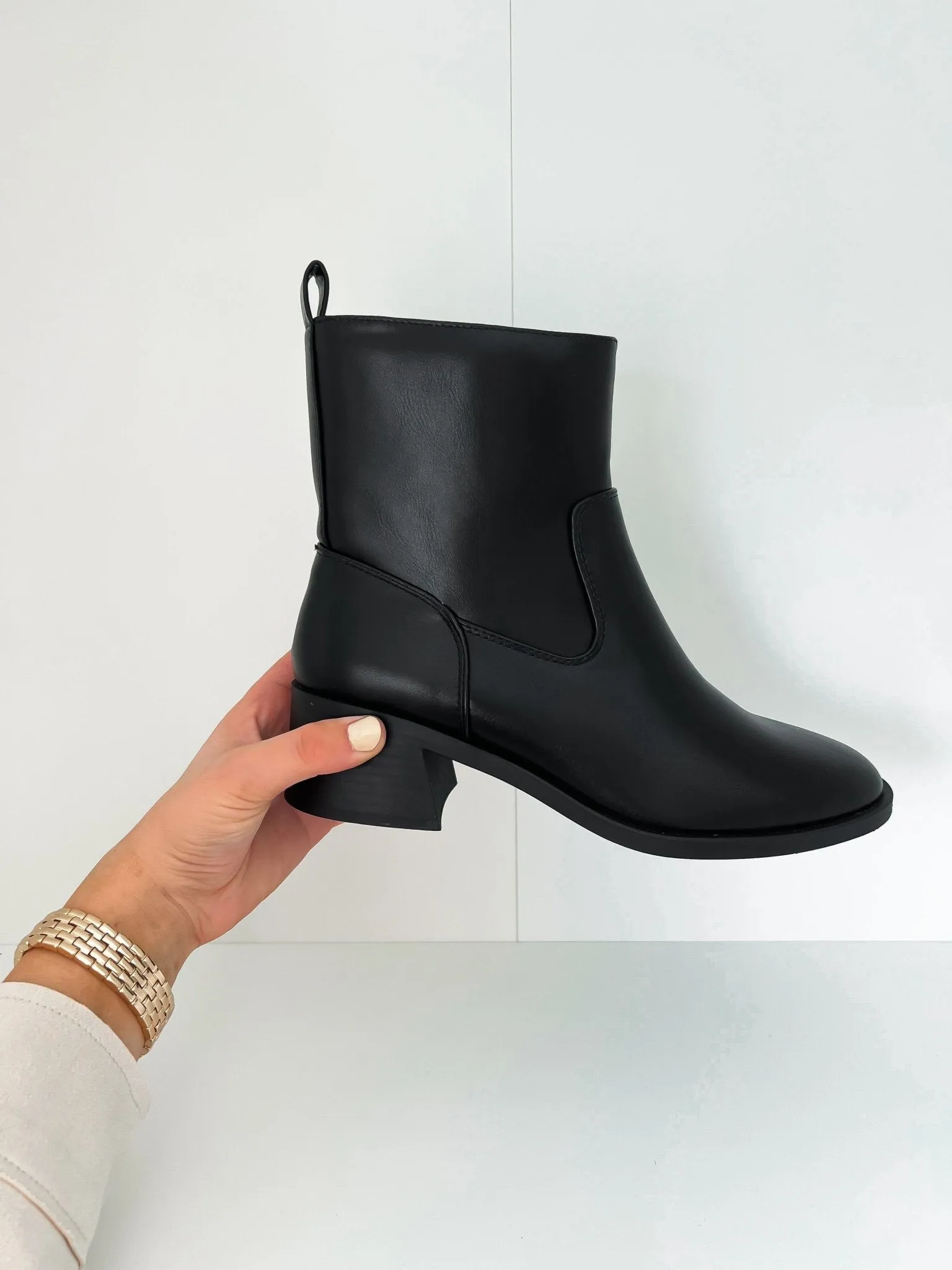 Elena Black Heeled Bootie