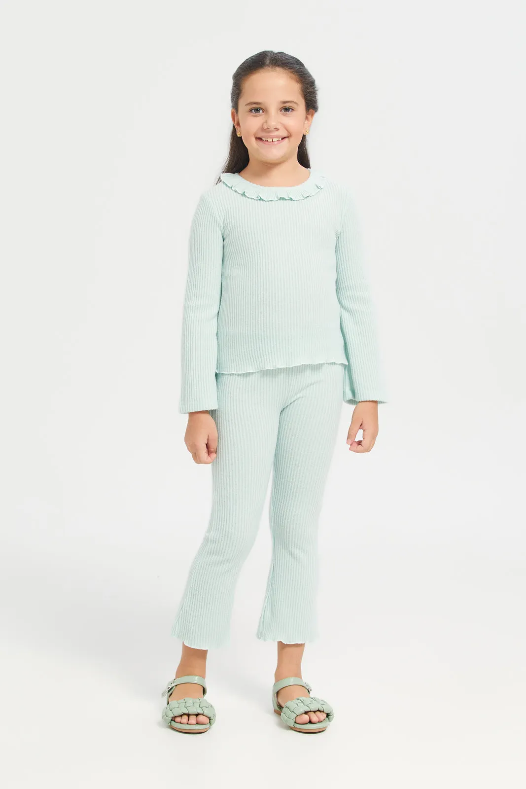 Girls Mint Flared Trousers