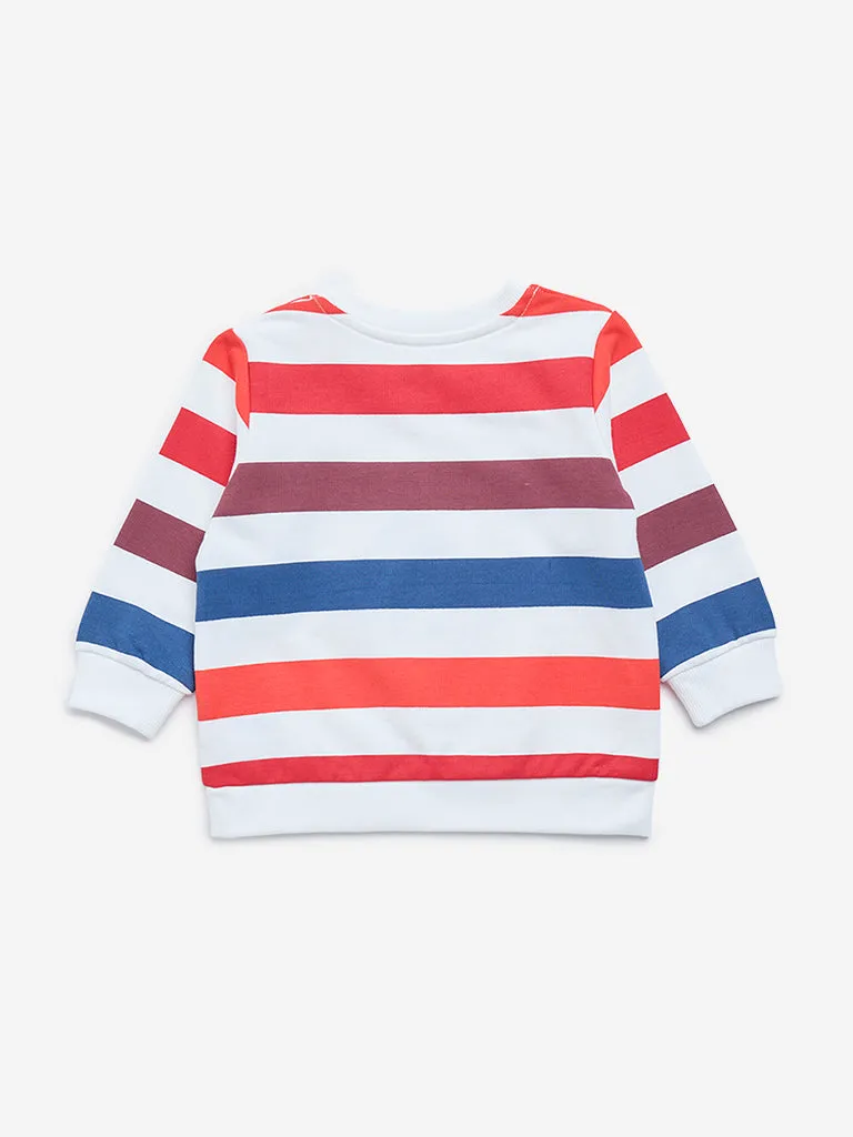 HOP Baby Multicolour Striped Cotton Sweatshirt