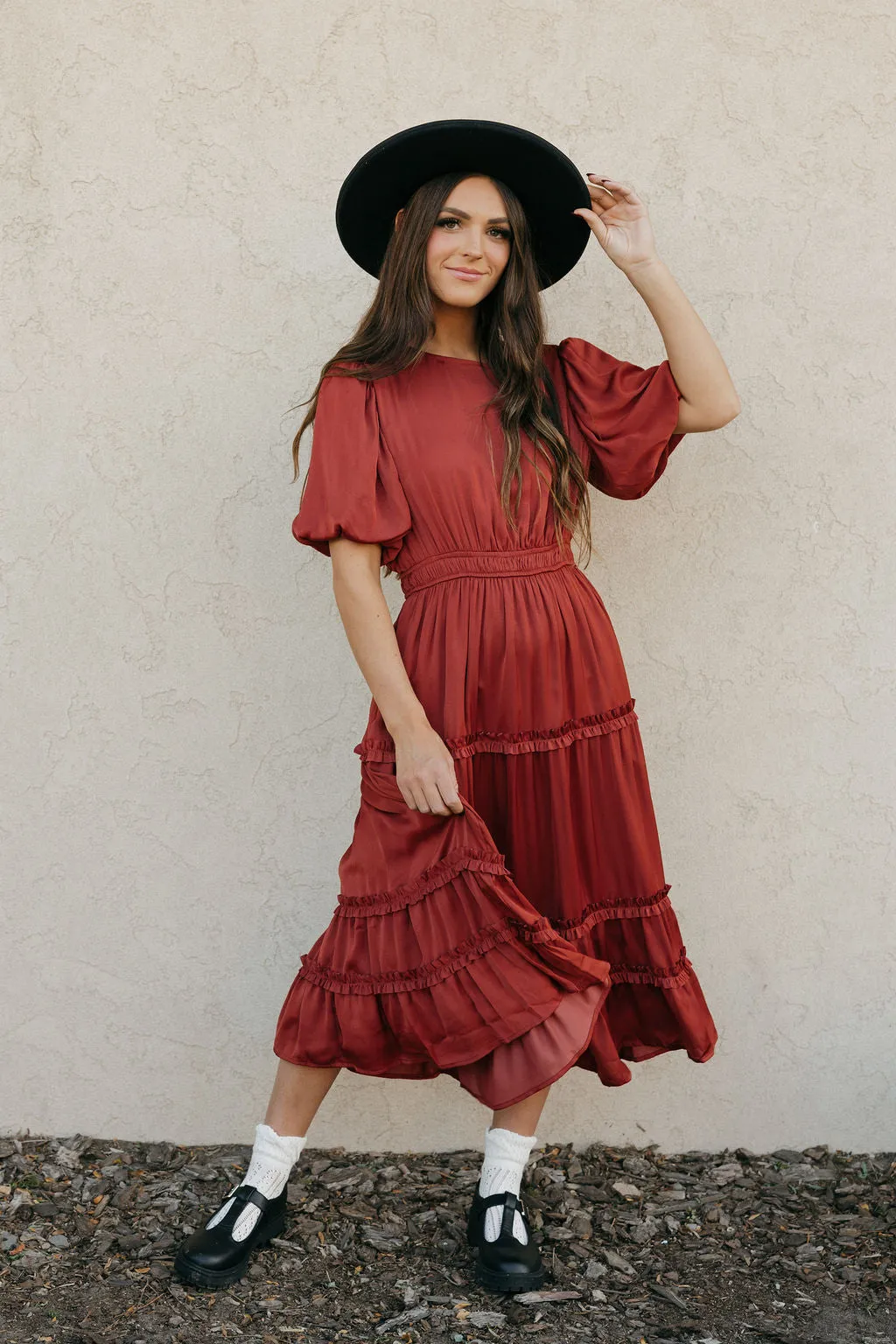 Jannette Dress-Burnt Umber