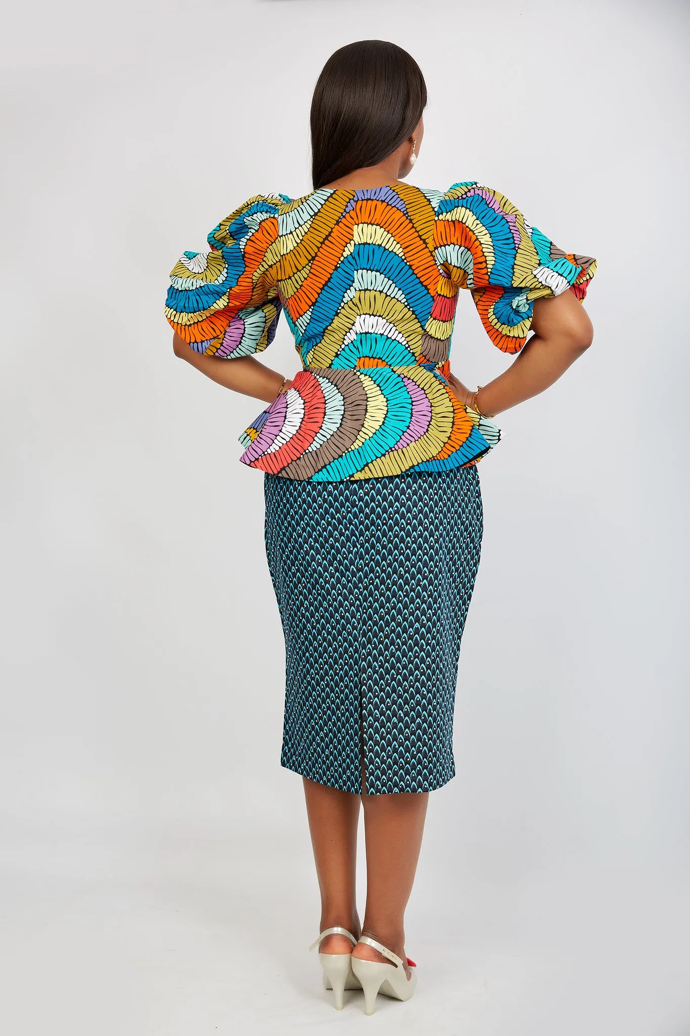 Just Arrived - African Print Peplum Blouse/Top - Fonda