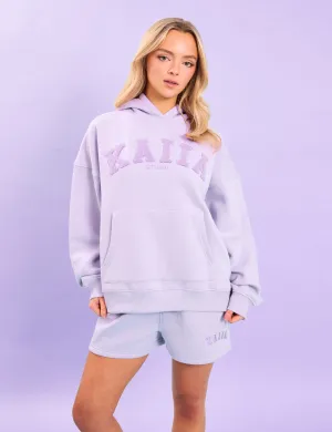 Kaiia Studio Borg Slogan Oversized Hoodie Lilac