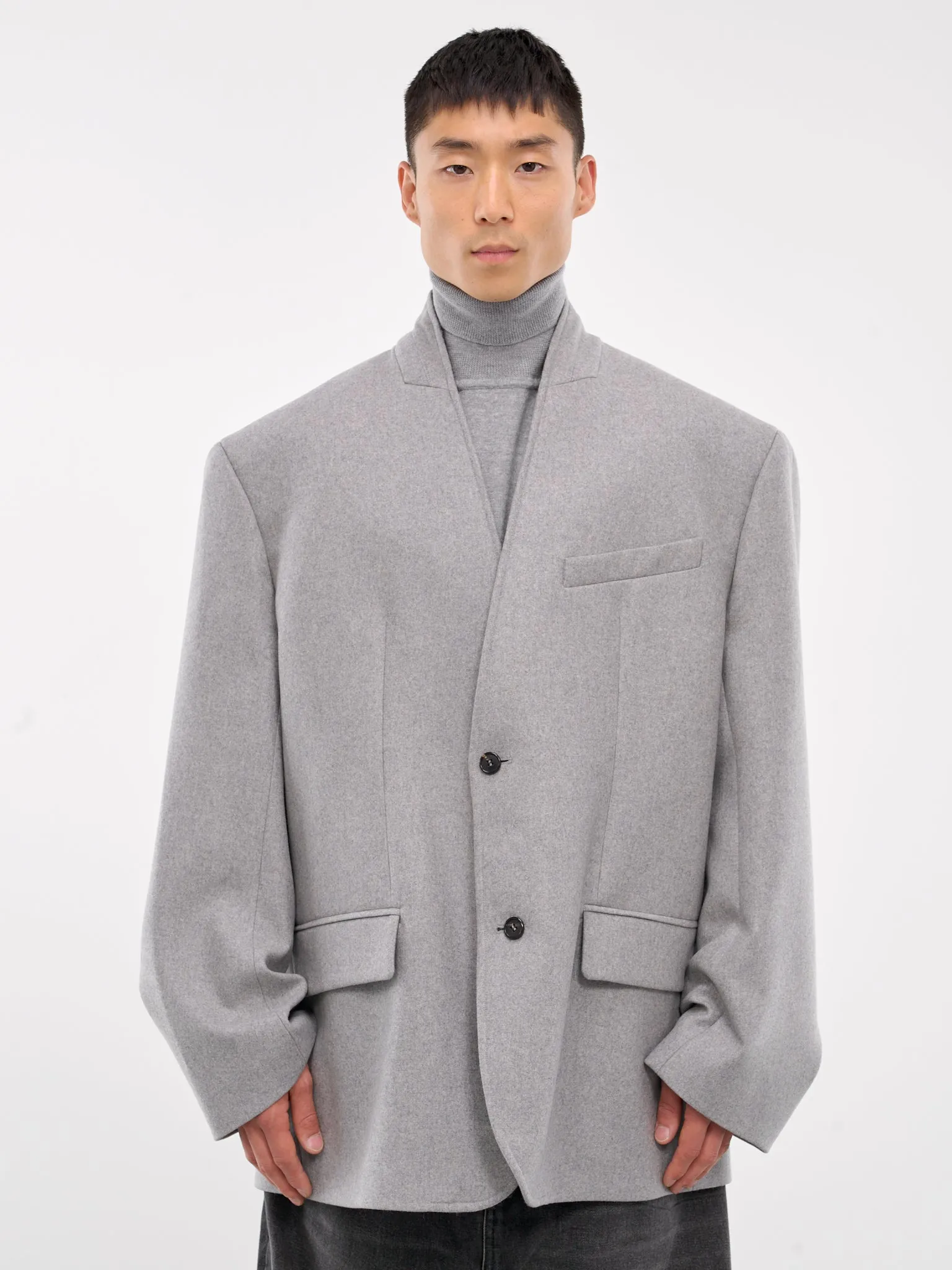 Lapelless Blazer (HMMZ15011A-HZ137X-LIGHT-GREY)