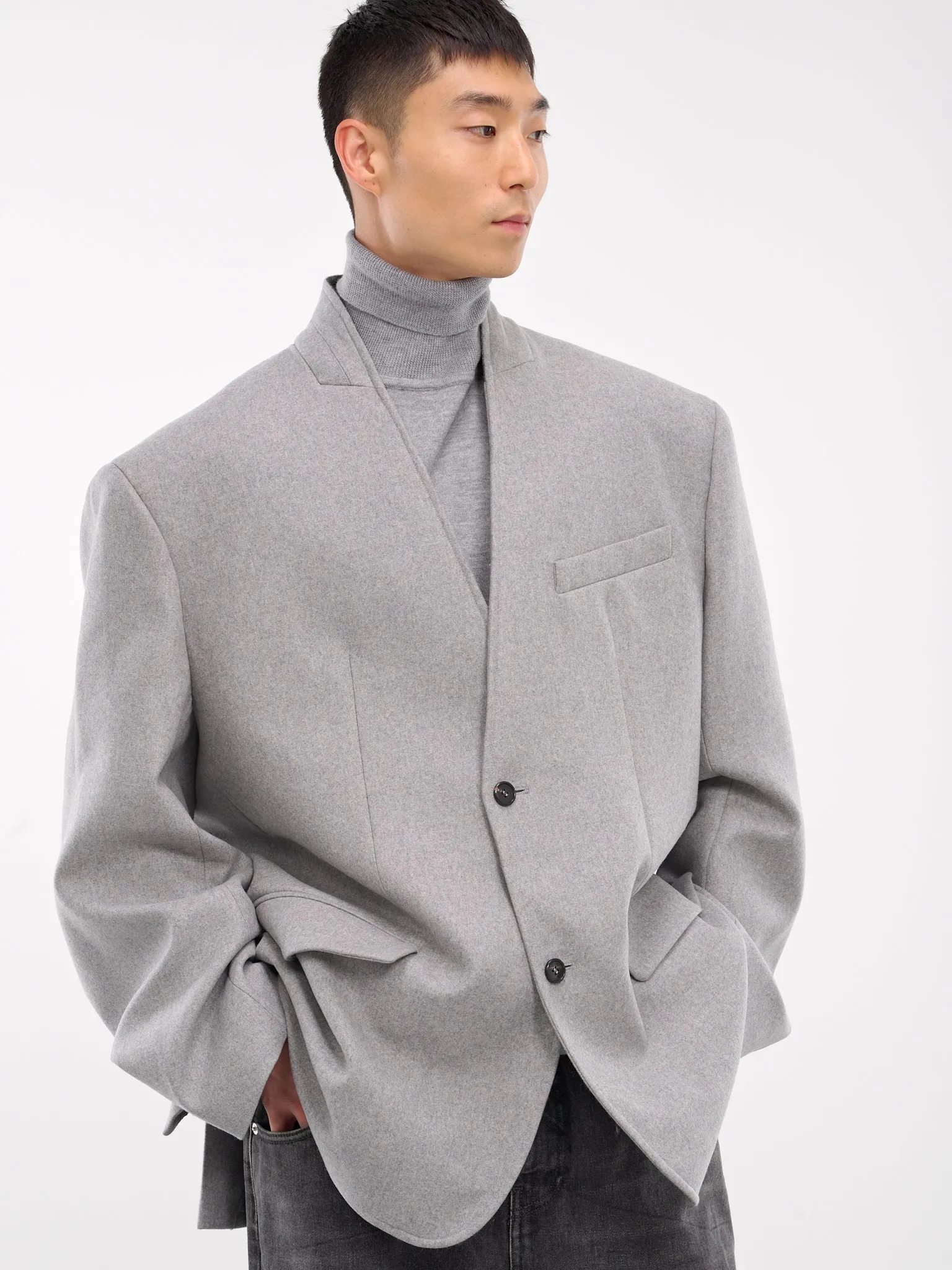 Lapelless Blazer (HMMZ15011A-HZ137X-LIGHT-GREY)