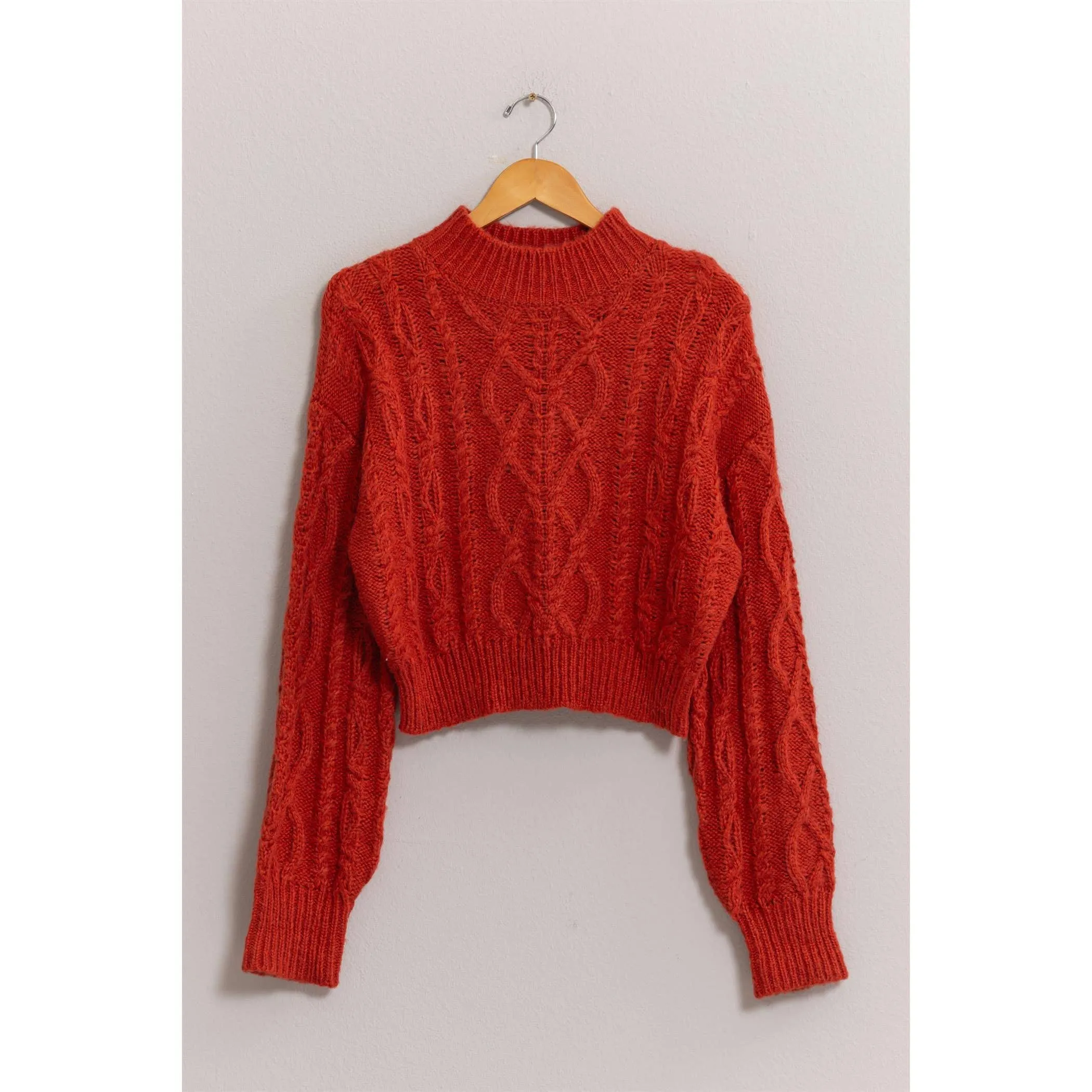 Mara High Neck Cable Knit Sweater