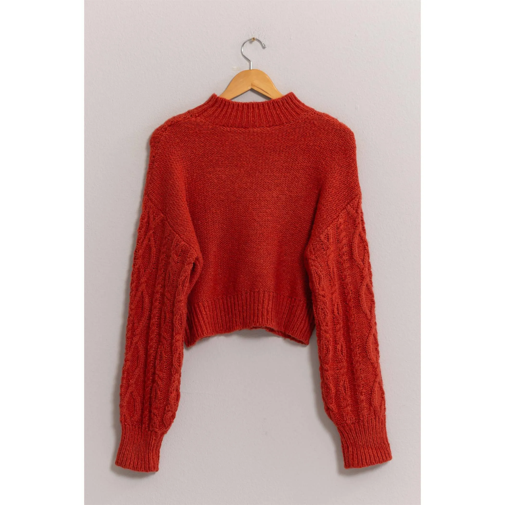 Mara High Neck Cable Knit Sweater