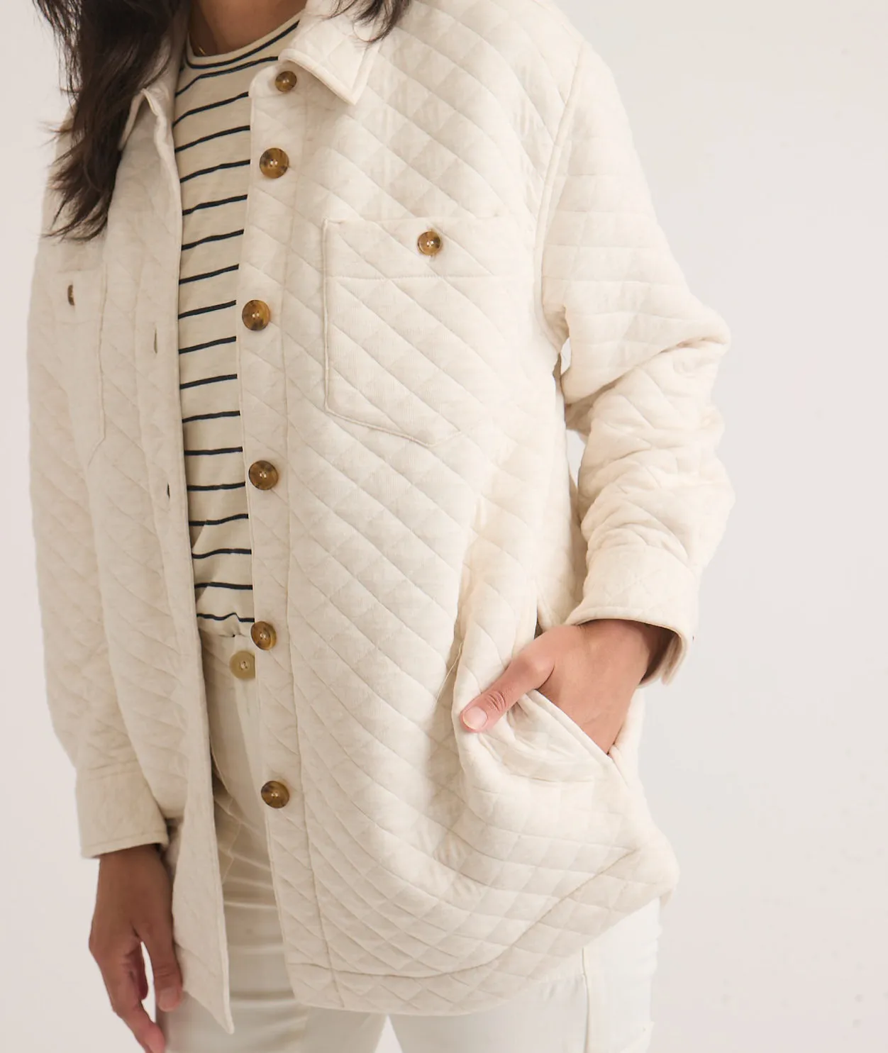 Marine Layer Corbet Shirt Jacket in Oatmeal