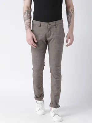 Men Grey Slim Fit Checked Chinos