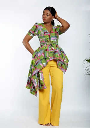 New In - Zuriel Venna African Print Asymmetric Blouse/Top