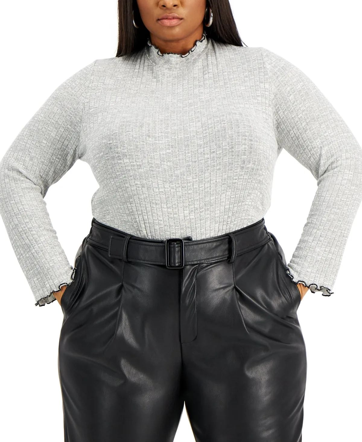 Rebellious One Trendy Plus Size Hacci Turtleneck Sweater