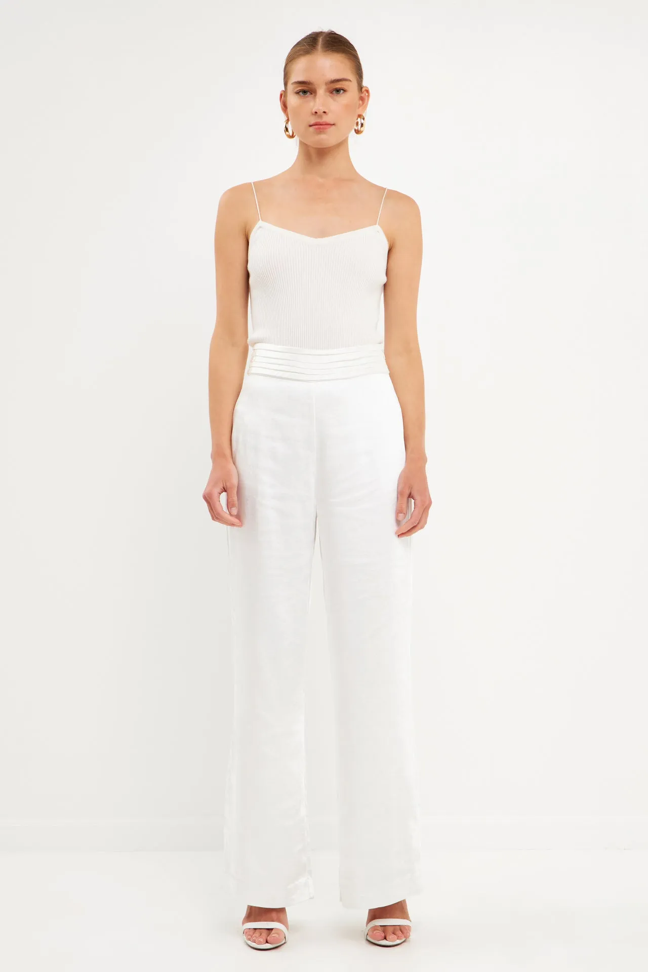 Satin Tuxedo Wide Leg Trousers