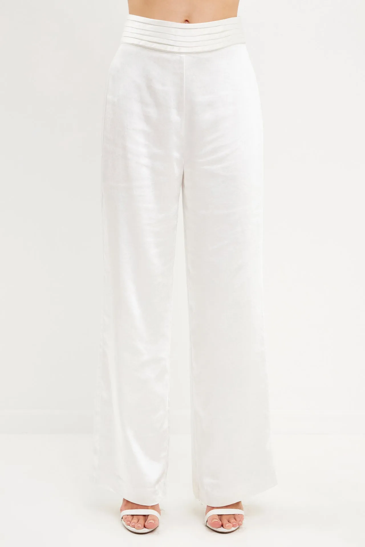 Satin Tuxedo Wide Leg Trousers