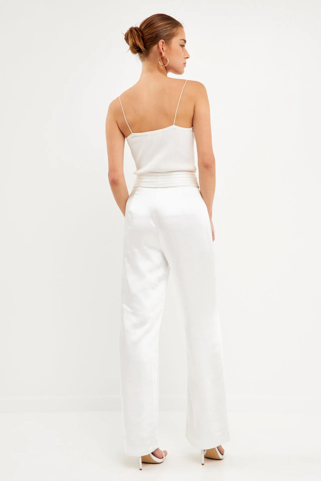 Satin Tuxedo Wide Leg Trousers