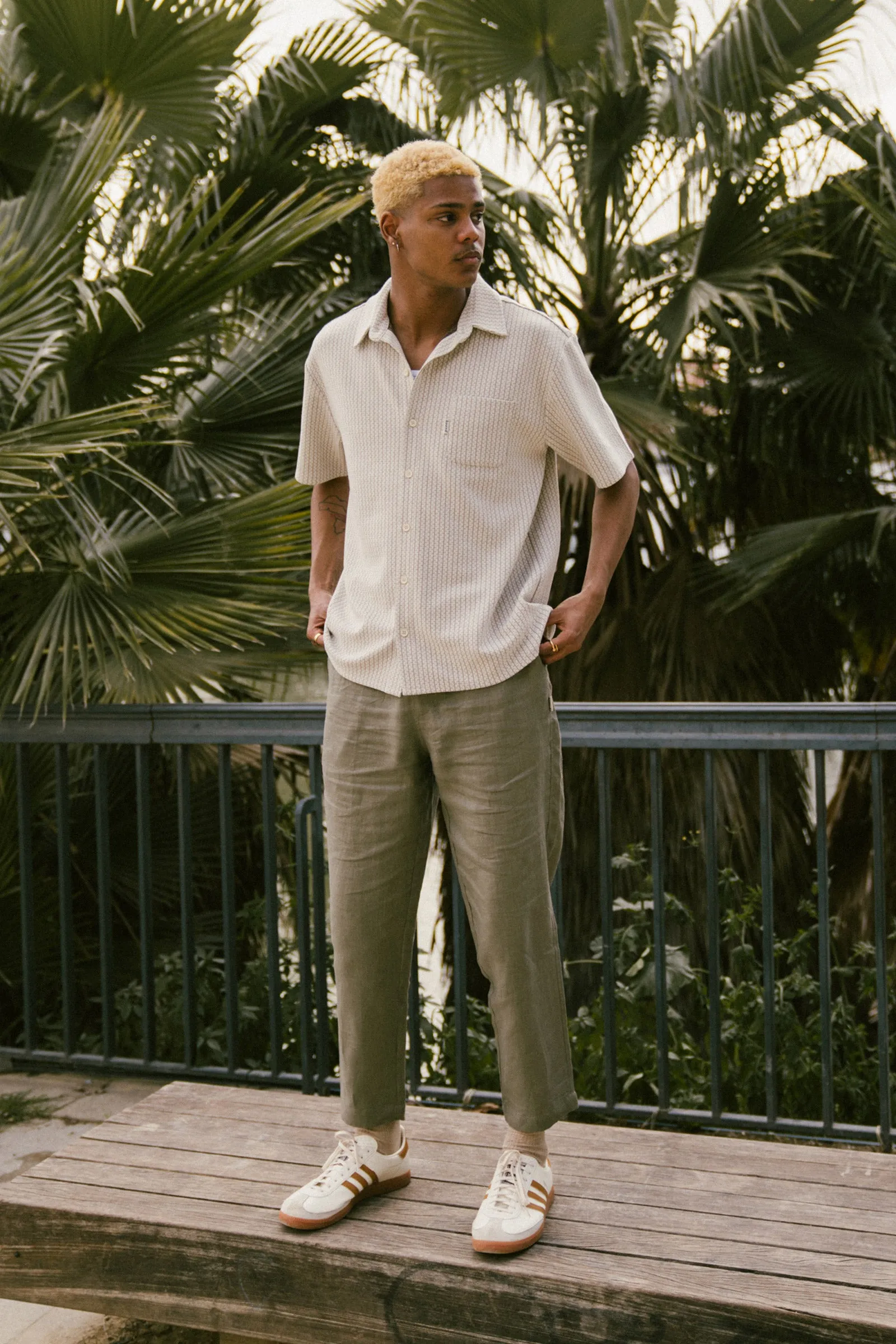 SEVILLE LINEN TROUSERS - KHAKI