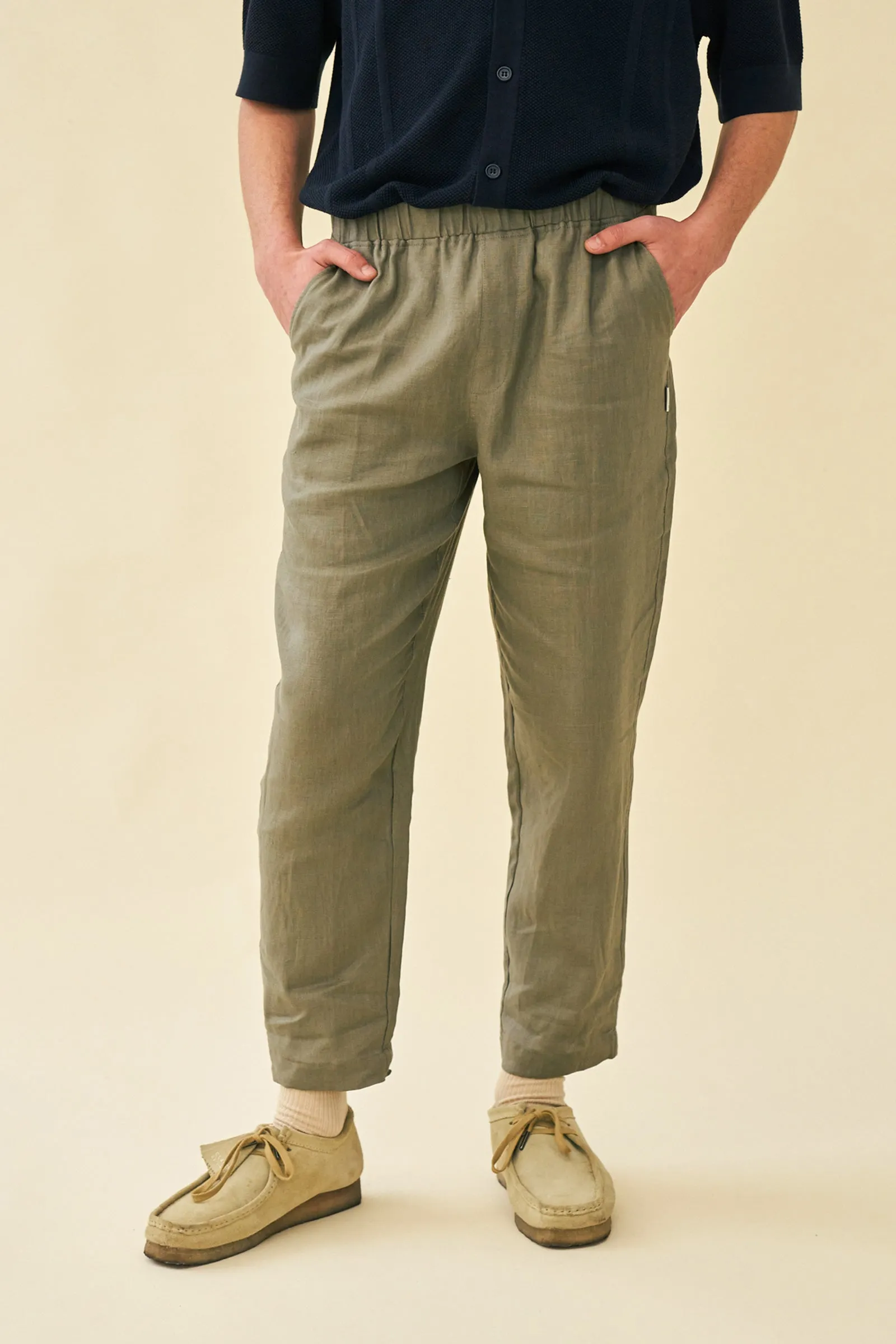 SEVILLE LINEN TROUSERS - KHAKI