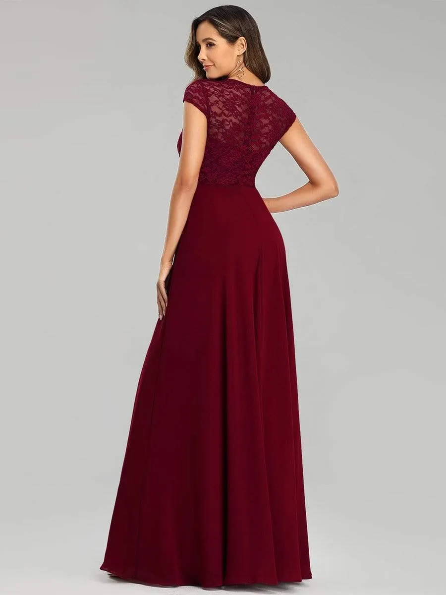 Sweetheart Floral Lace Cap Sleeve Wedding Guest Dress