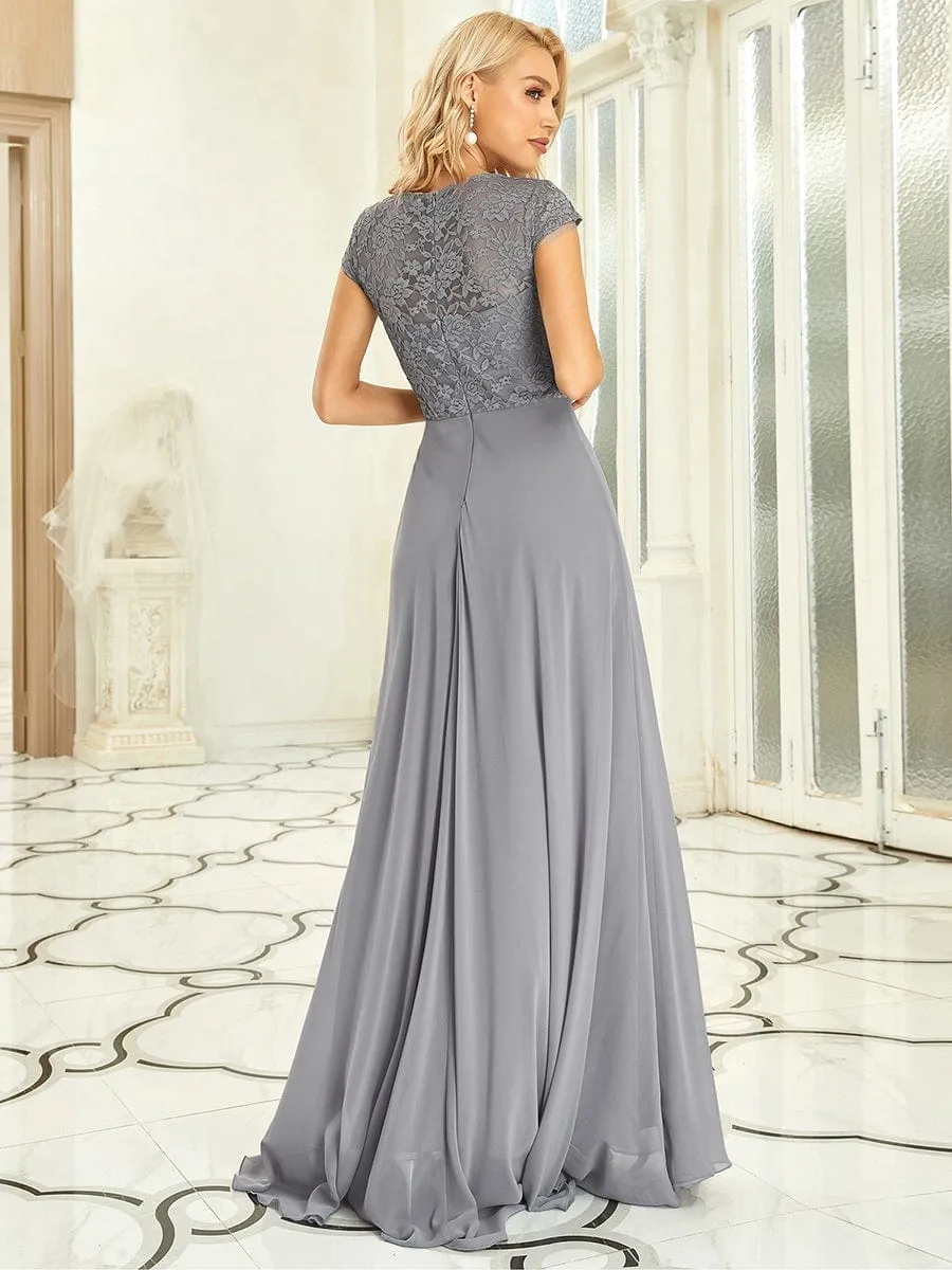 Sweetheart Floral Lace Cap Sleeve Wedding Guest Dress