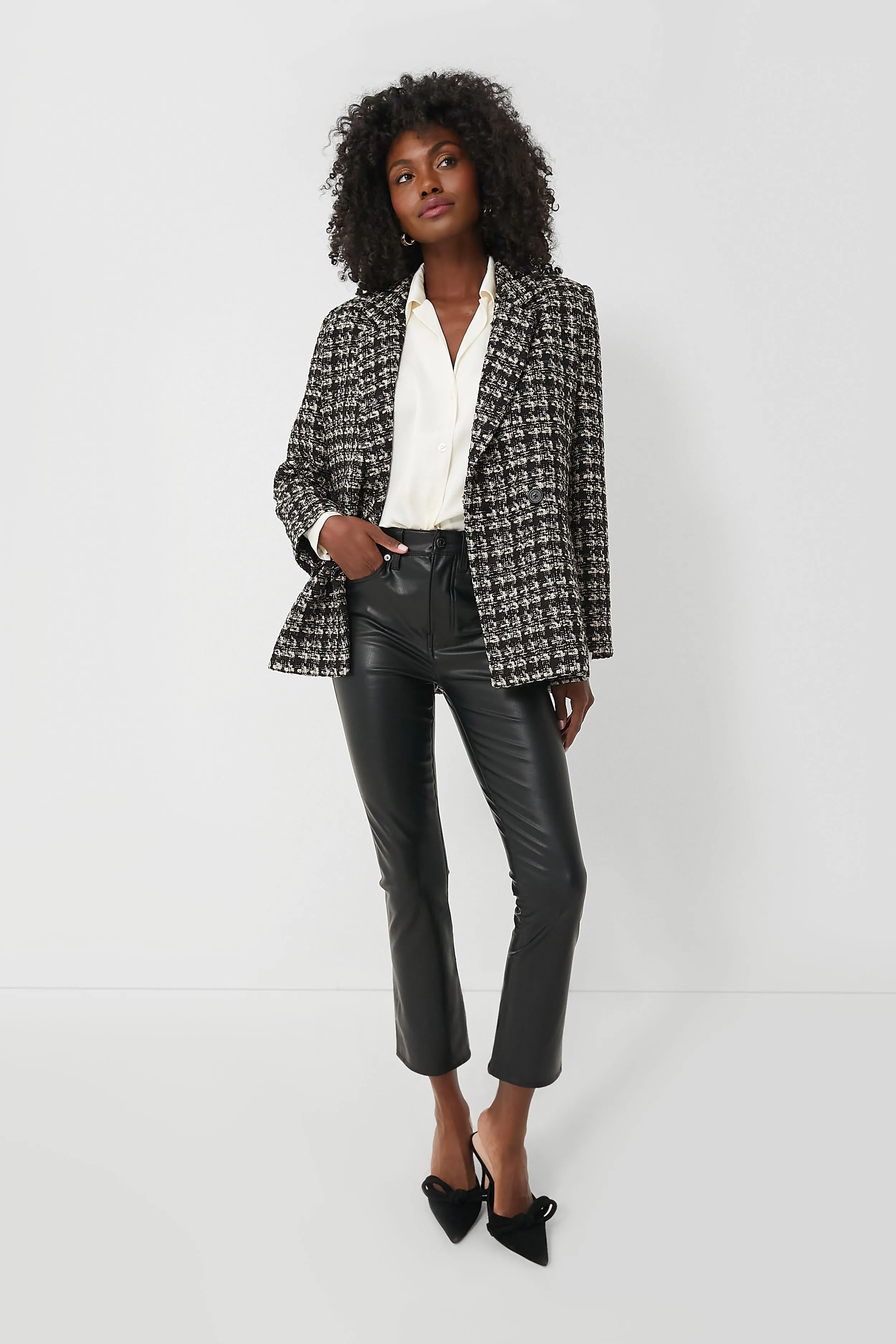 Tan and Black Tweed Madeleine Blazer