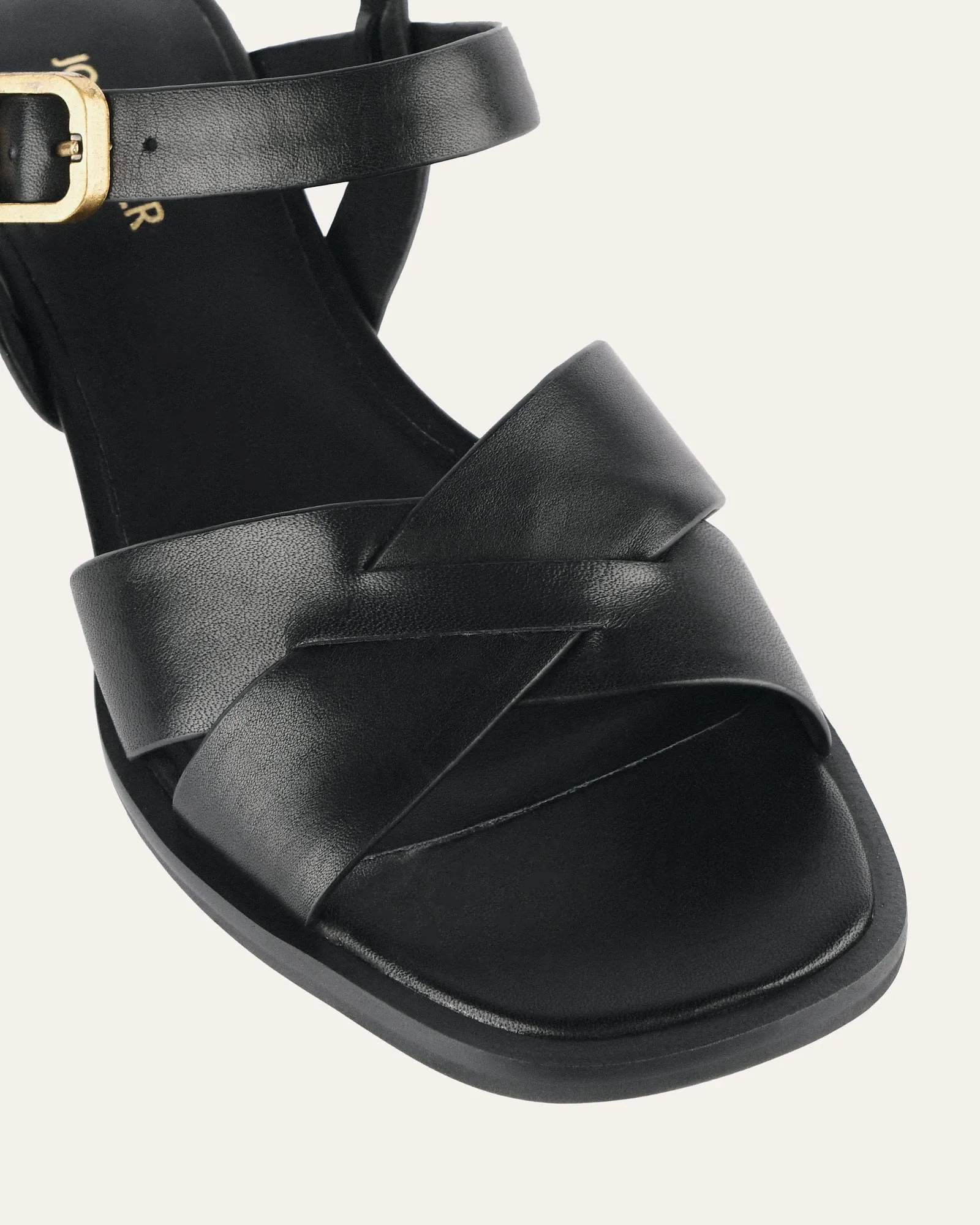 TEMPO FLAT SANDALS BLACK LEATHER