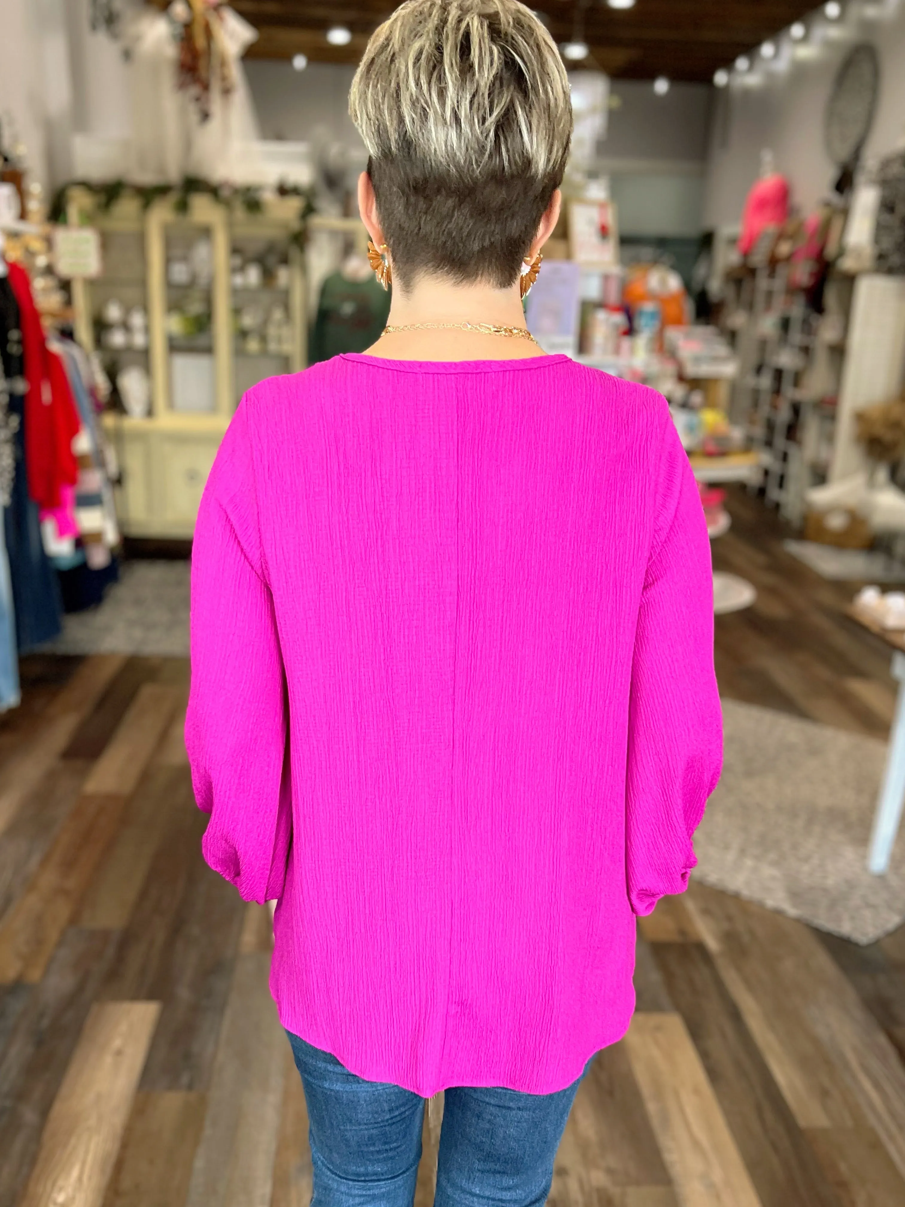 Textured Magenta Blouse