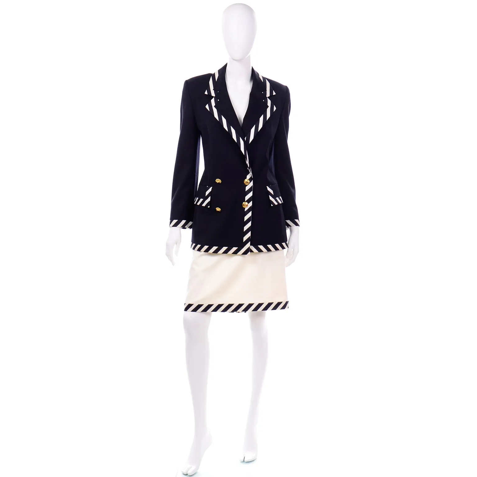 Vintage Escada Margaretha Ley Black & White Skirt Suit