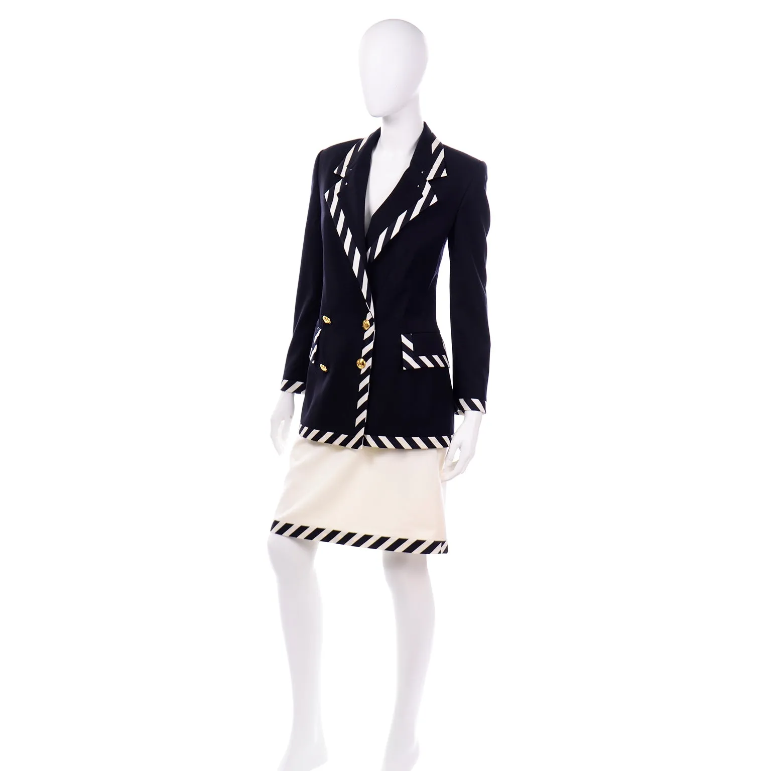 Vintage Escada Margaretha Ley Black & White Skirt Suit