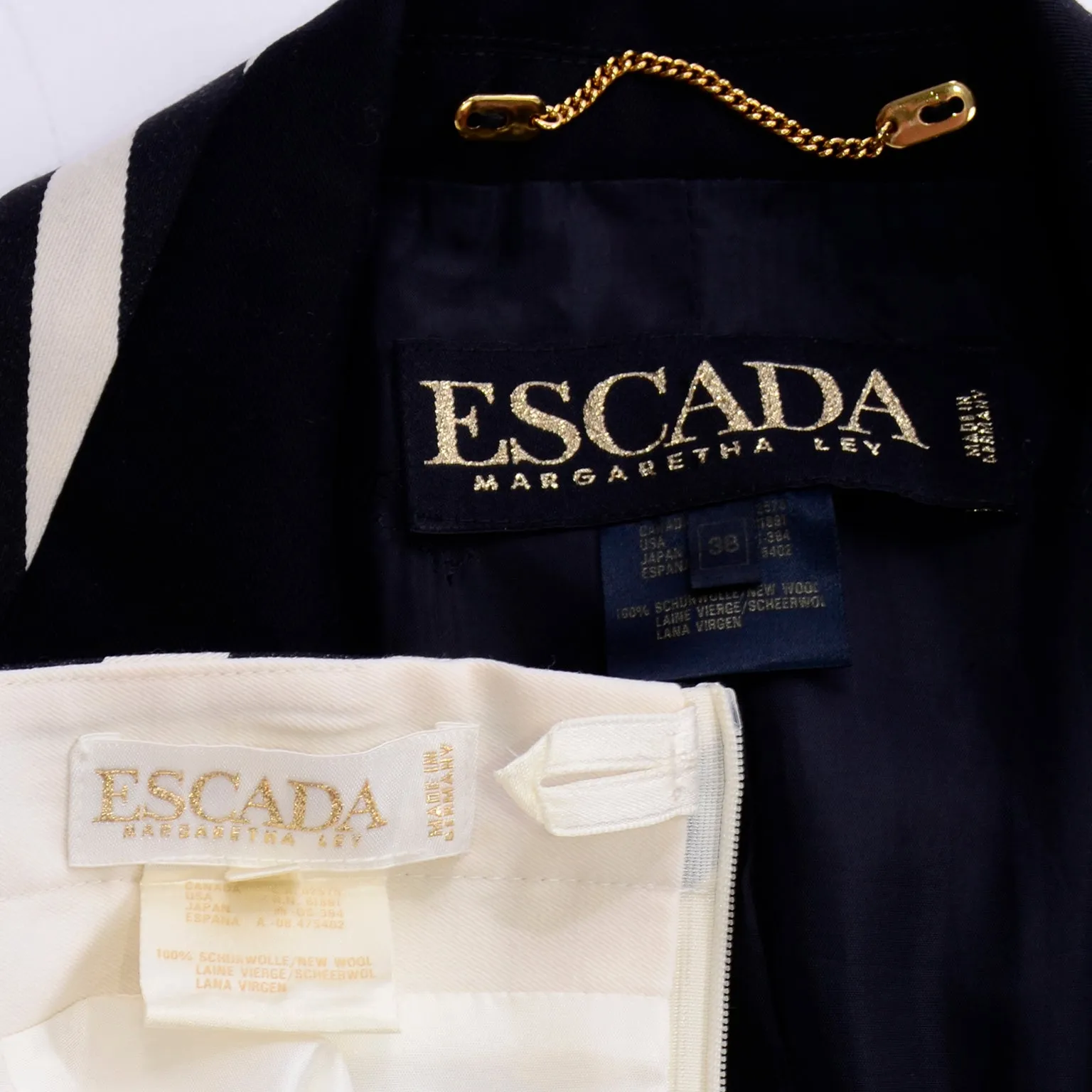 Vintage Escada Margaretha Ley Black & White Skirt Suit