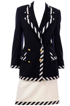 Vintage Escada Margaretha Ley Black & White Skirt Suit