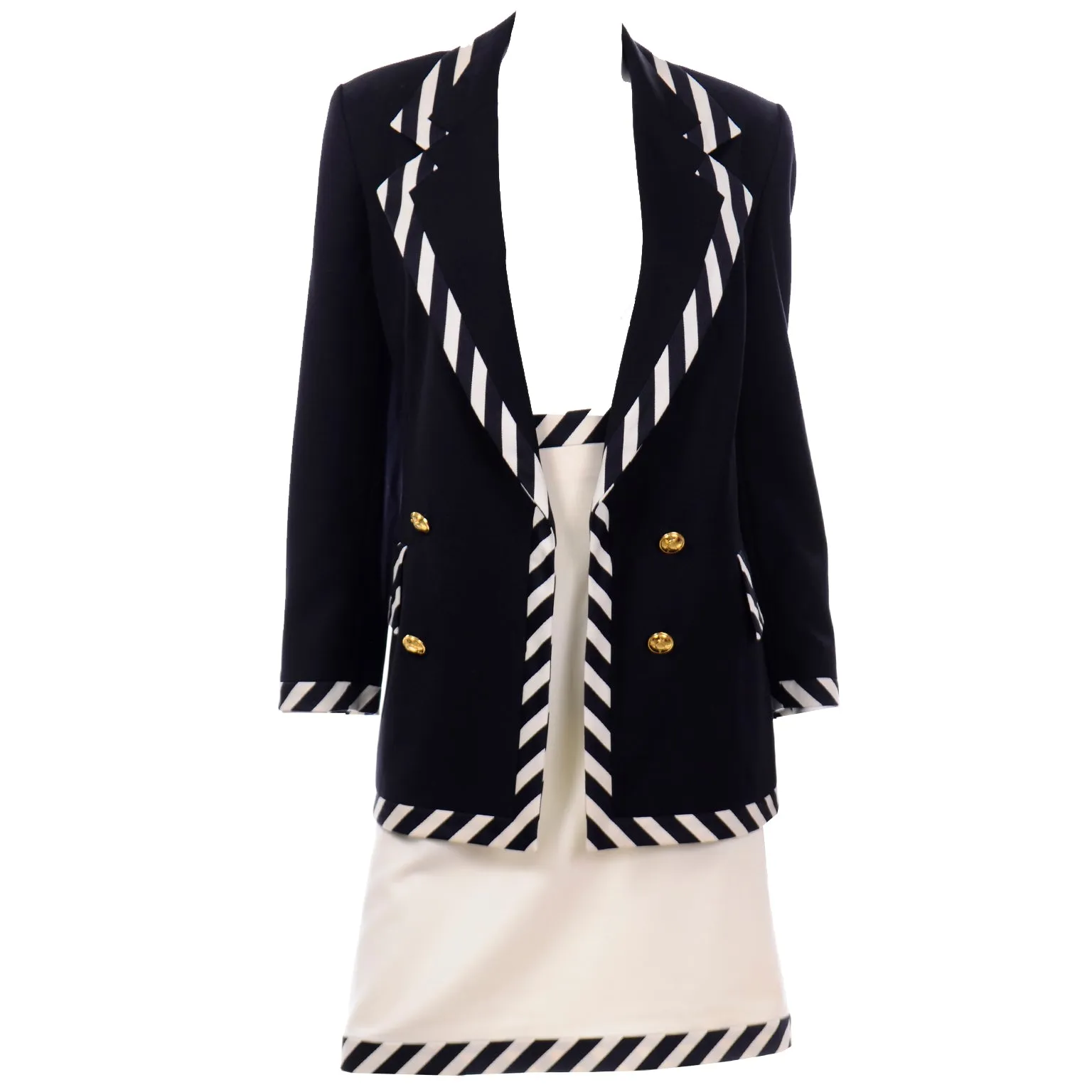 Vintage Escada Margaretha Ley Black & White Skirt Suit