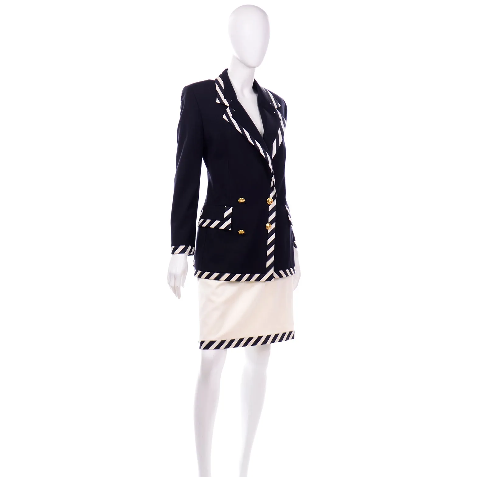 Vintage Escada Margaretha Ley Black & White Skirt Suit