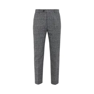 Wavy Check Suit Trousers in Black