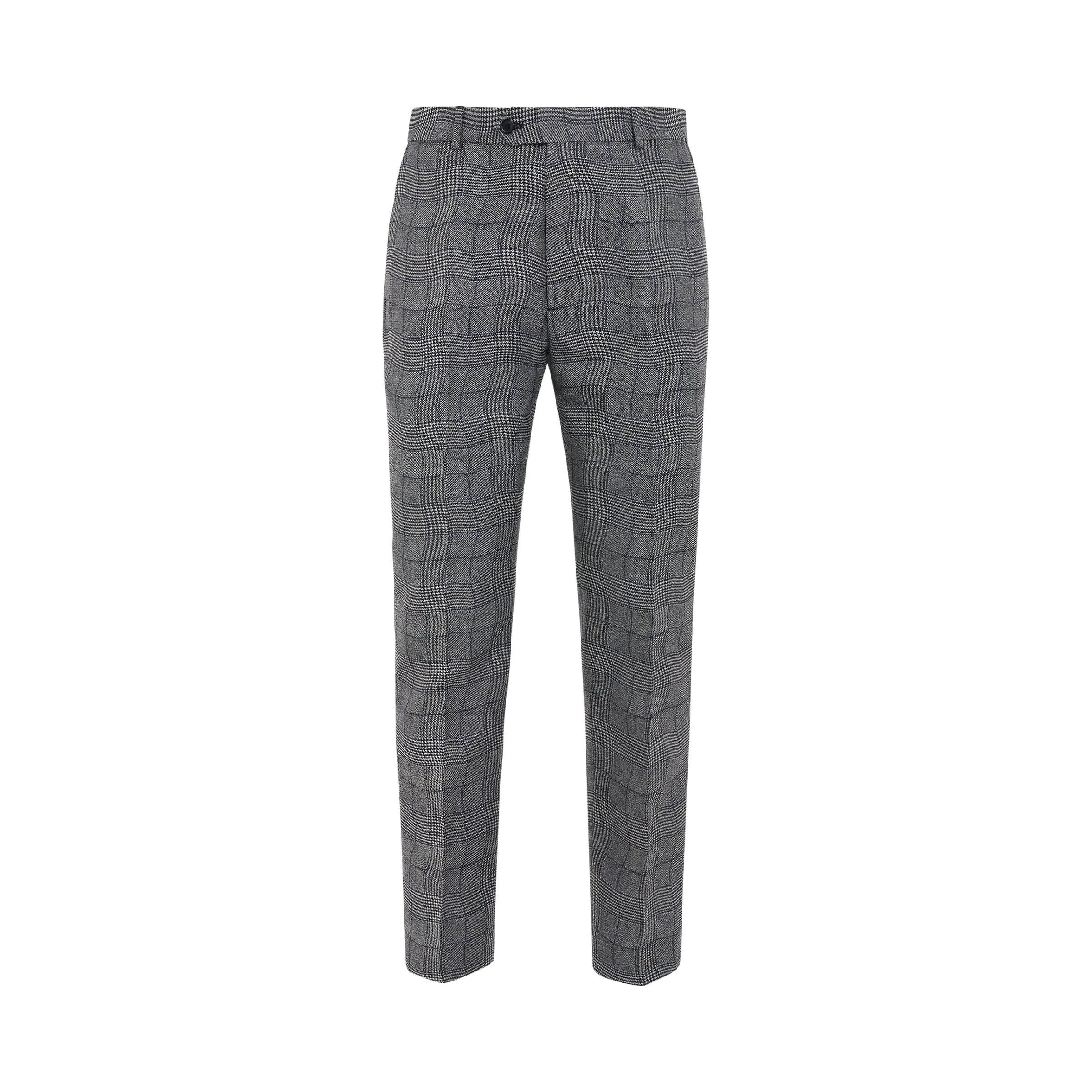 Wavy Check Suit Trousers in Black