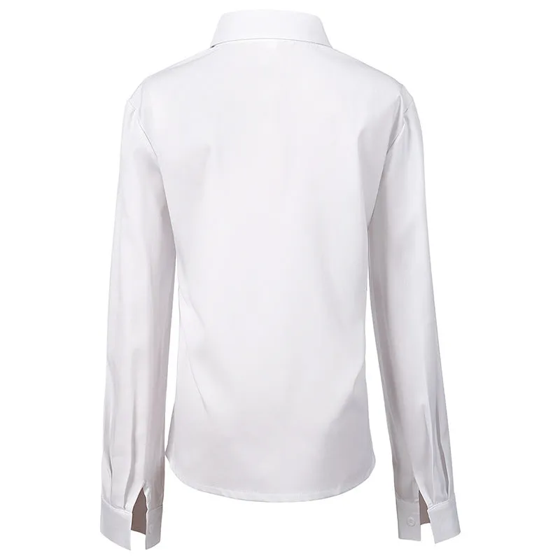 Women's Long Sleeve Button Down Shirts Ruffle Work Shirt Chiffon Blouses Tops