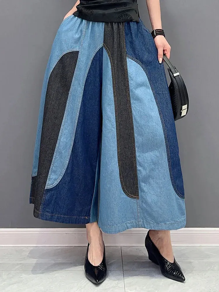 Women's Stylish Denim Oversized Ankle Length Trousers