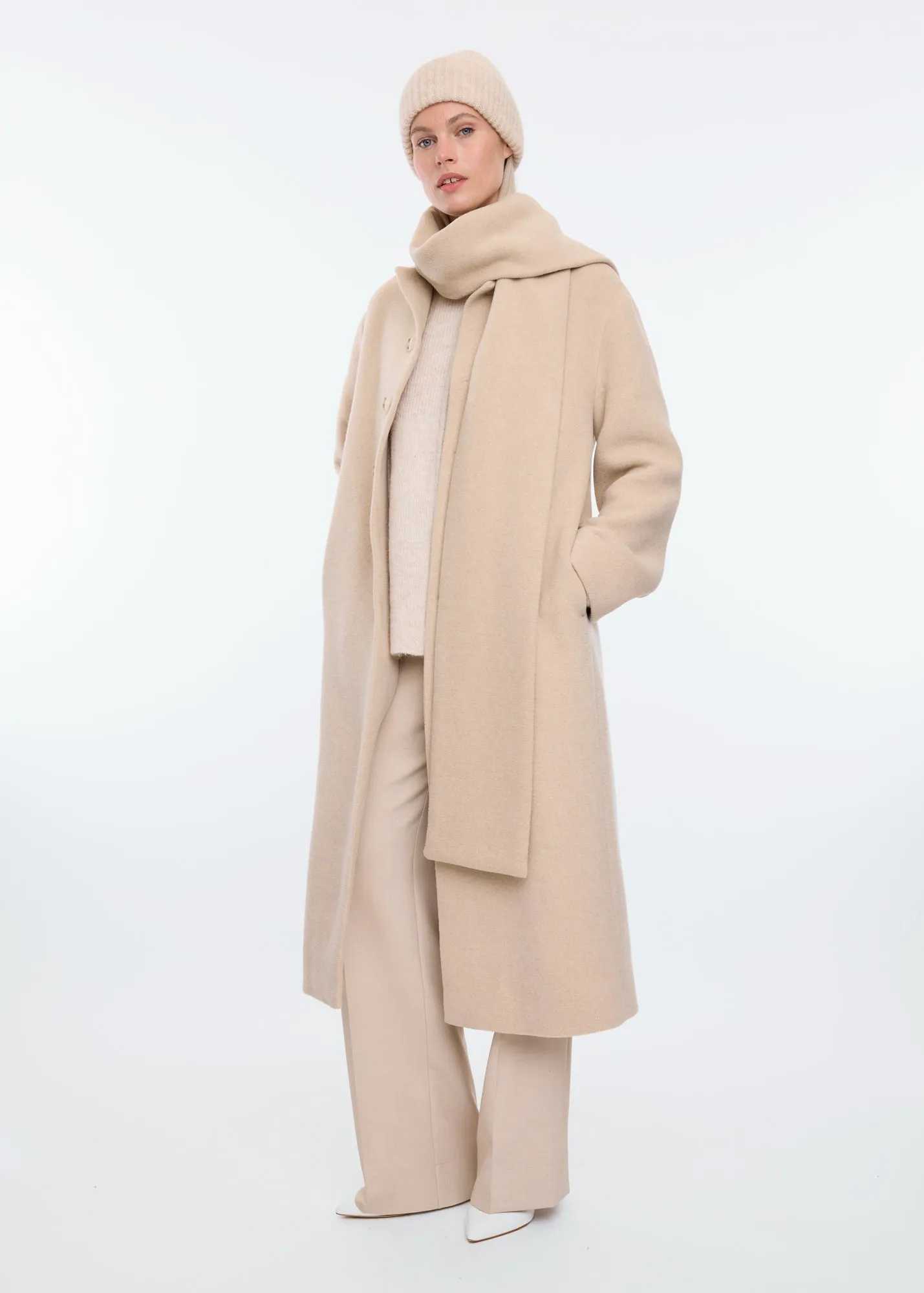 Woolmix scarf coat