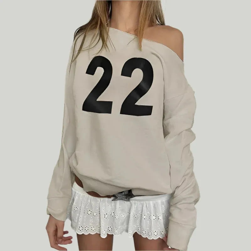 Y2k Pullover Hoodies Off Shoulder Long Sleeve Graphic Tops Casual Fall Winter Clothes Women 2024 P67-CB35