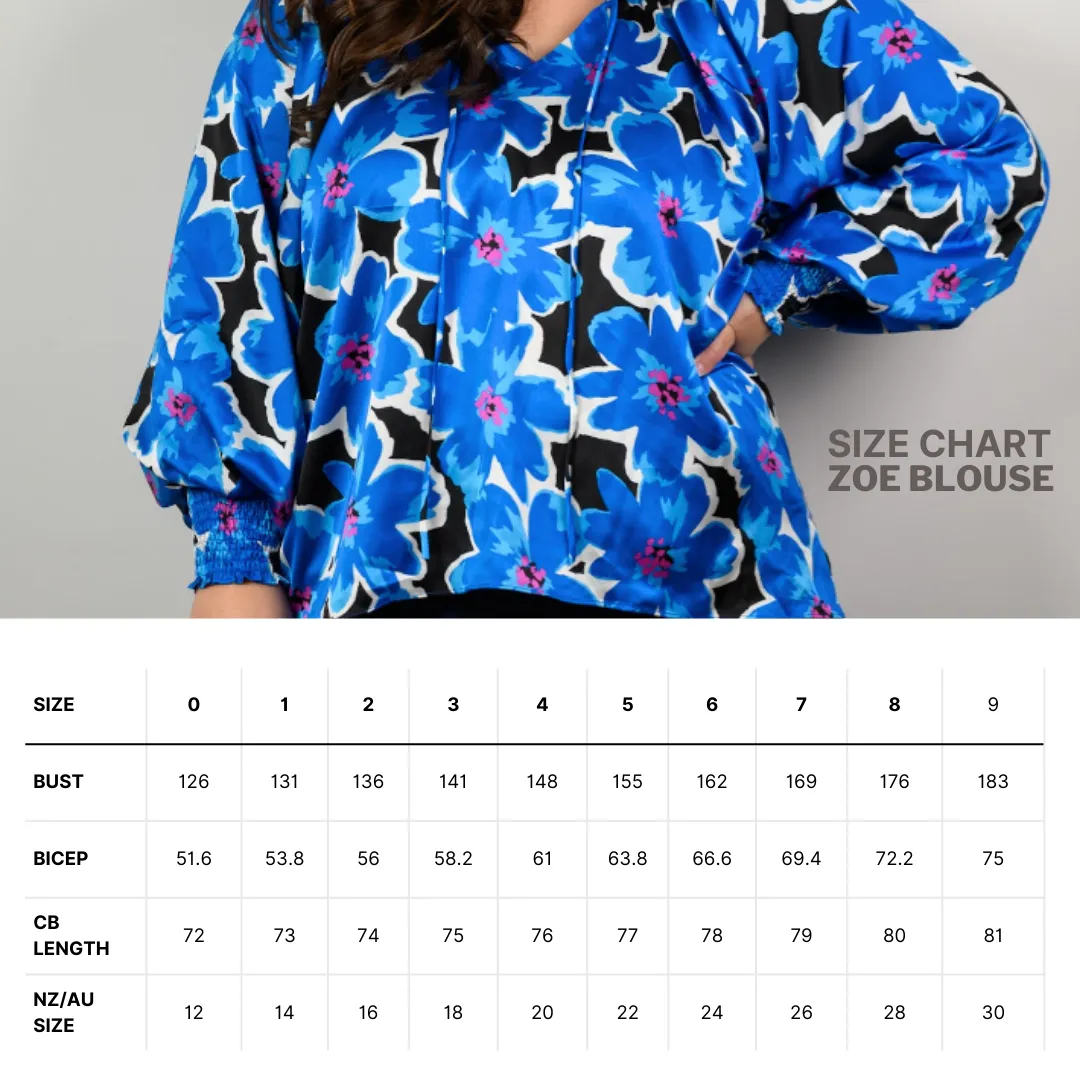 Zoe Blouse - Blue Retro